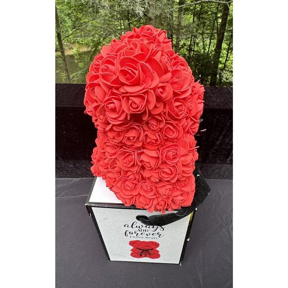 Blooming Flower Bear Red Artificial Rosebuds Teddy Bear Always & Forever Cute! - Picture 8 of 11